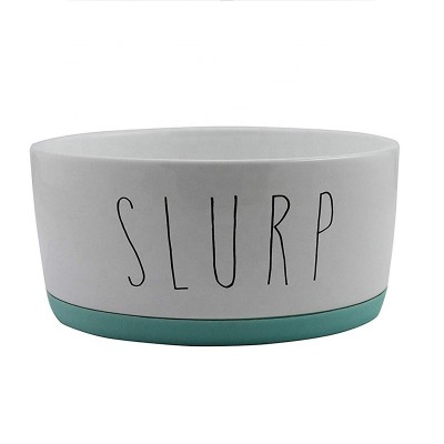 Ceramic Pet Bowl for Food & Water with Non-Skid Rubber Bottom for Small Large Dogs and Cats with Printed Sayings