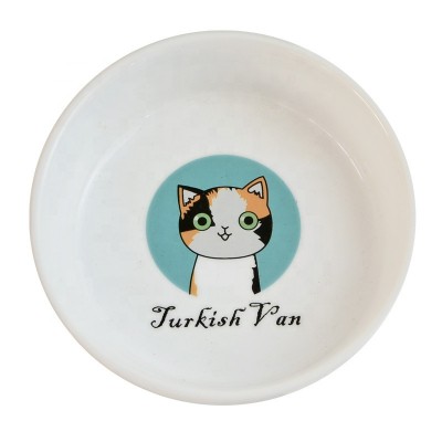 Wholesale custom eco friendly ceramic round shaped pet food bowl piring cat pet bowl ceramic